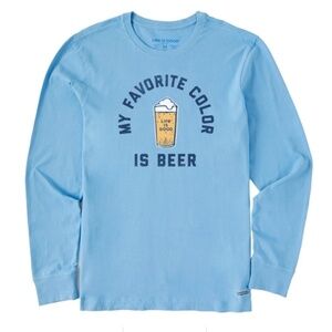 Life is Good Men's Blue My Favorite Color is Beer Long Sleeve Crusher Tee XXL